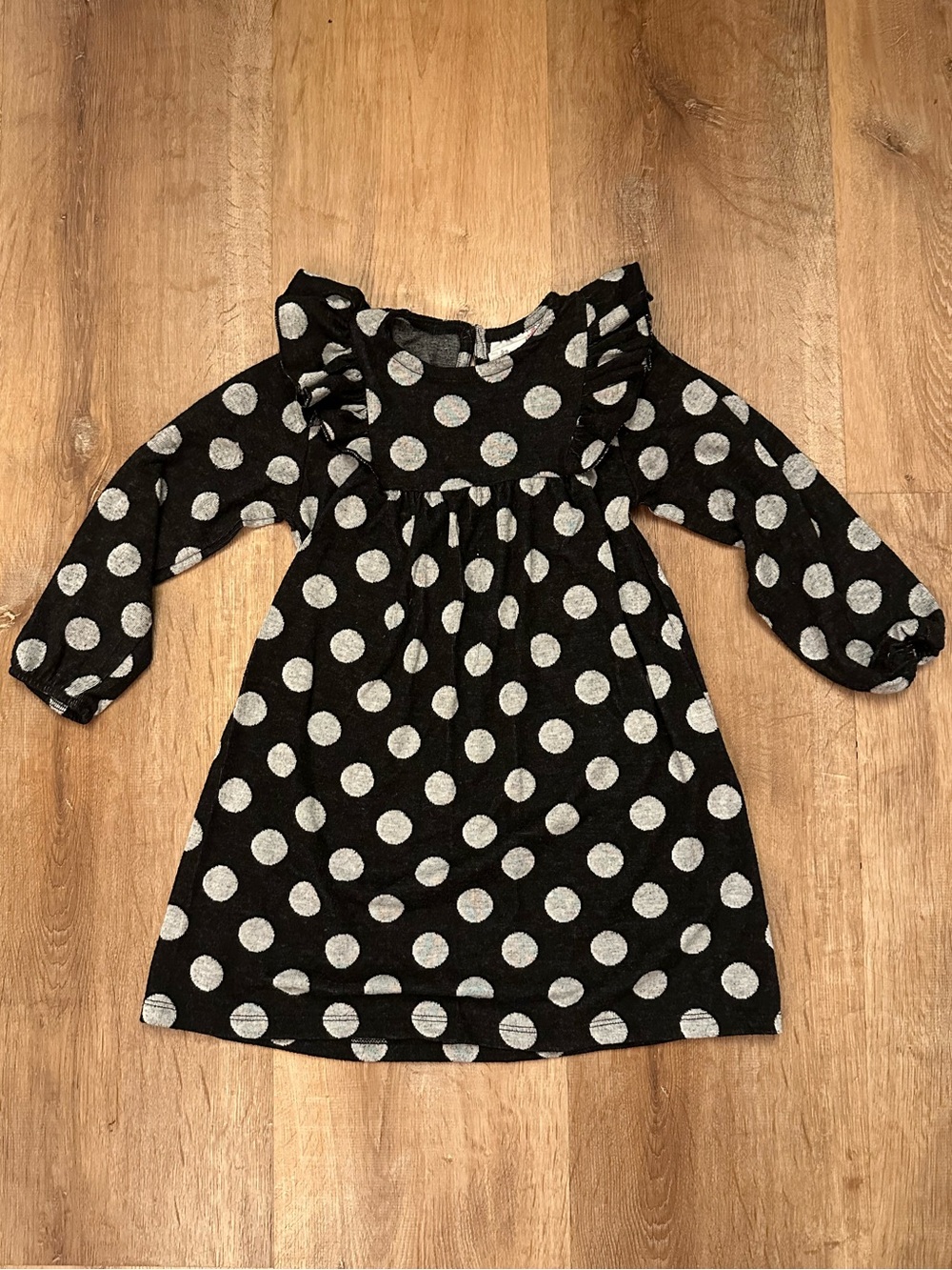 Zara Black Dress with Gray Polka Dots